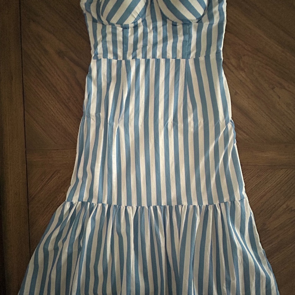 Blue and White Striped Dress